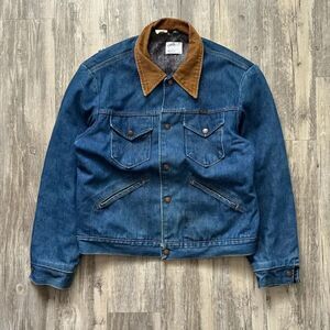 Vintage 70s Wrangler Blanket Lined No Fault Denim Jacket Size 44 VTG RARE